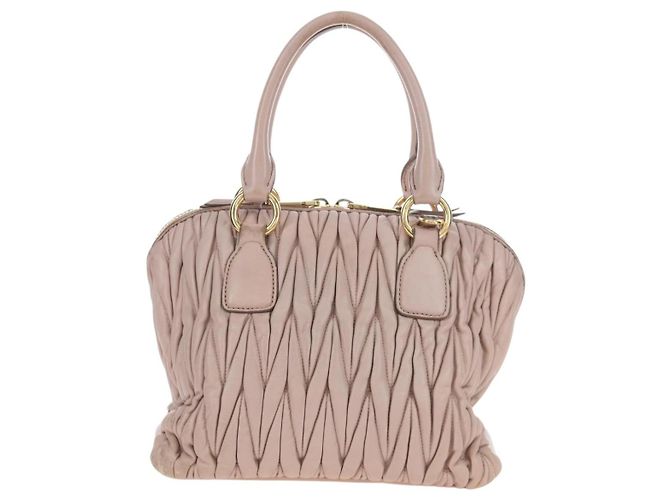 Borsa Miu Miu Matelassé in pelle rosa oro autentica 206368 D'oro - vista 2