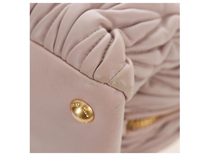 Borsa Miu Miu Matelassé in pelle rosa oro autentica 206368 D'oro - vista 20