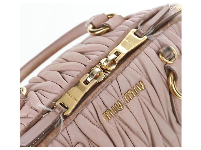 Borsa Miu Miu Matelassé in pelle rosa oro autentica 206368 D'oro - vista 24