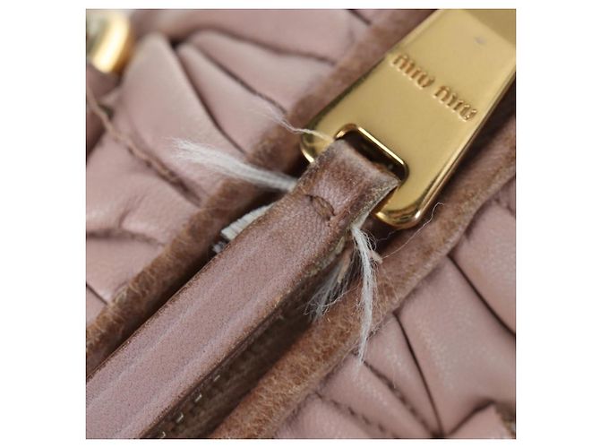 Borsa Miu Miu Matelassé in pelle rosa oro autentica 206368 D'oro - vista 25