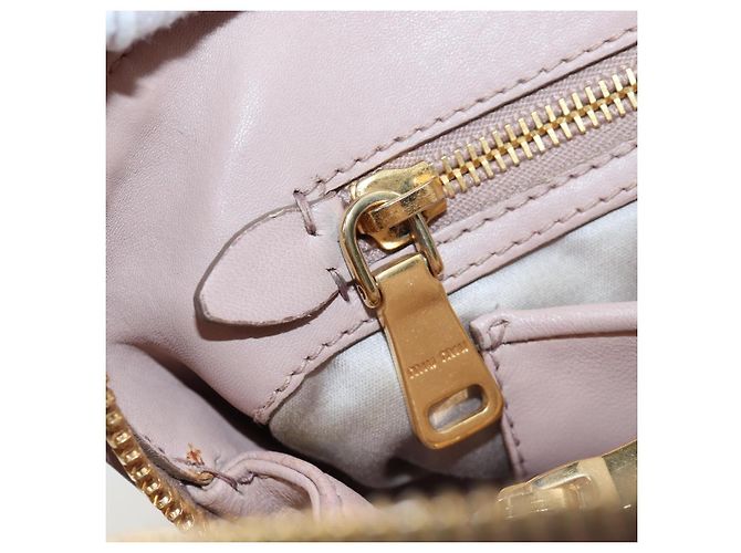 Borsa Miu Miu Matelassé in pelle rosa oro autentica 206368 D'oro - vista 34