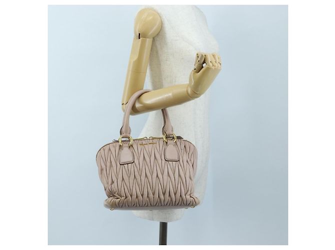 Borsa Miu Miu Matelassé in pelle rosa oro autentica 206368 D'oro - vista 37
