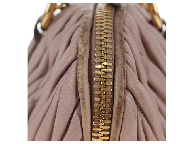 Borsa Miu Miu Matelassé in pelle rosa oro autentica 206368 D'oro - vista 4
