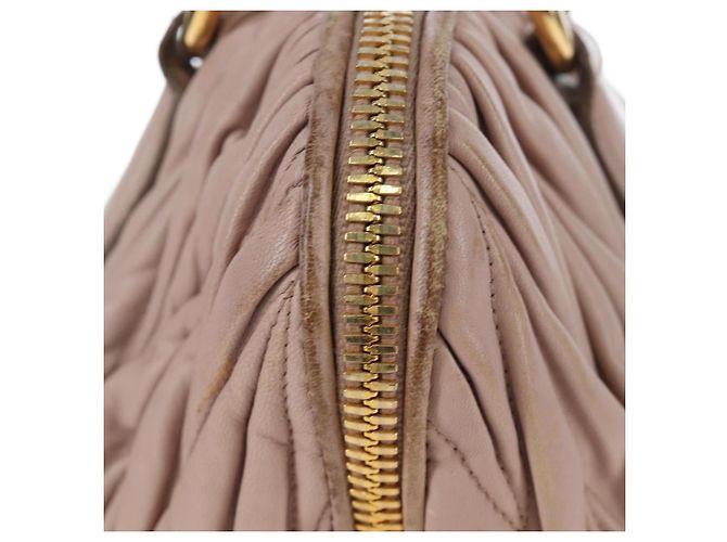 Borsa Miu Miu Matelassé in pelle rosa oro autentica 206368 D'oro - vista 6