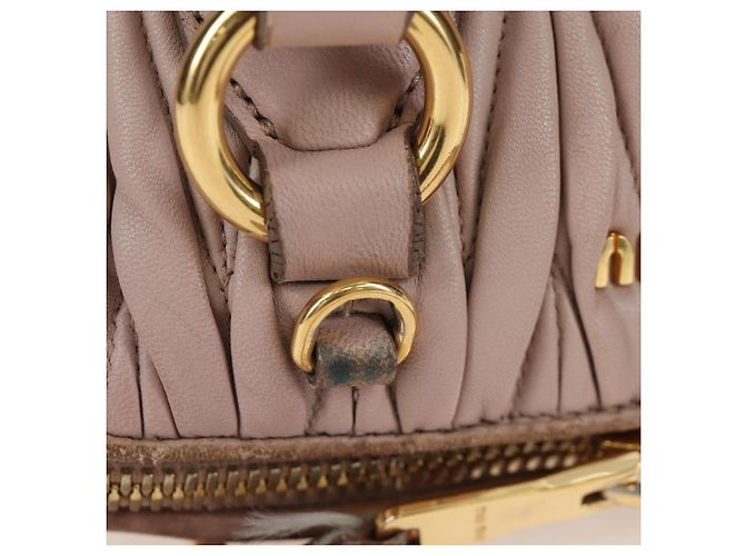 Borsa Miu Miu Matelassé in pelle rosa oro autentica 206368 D'oro - vista 8
