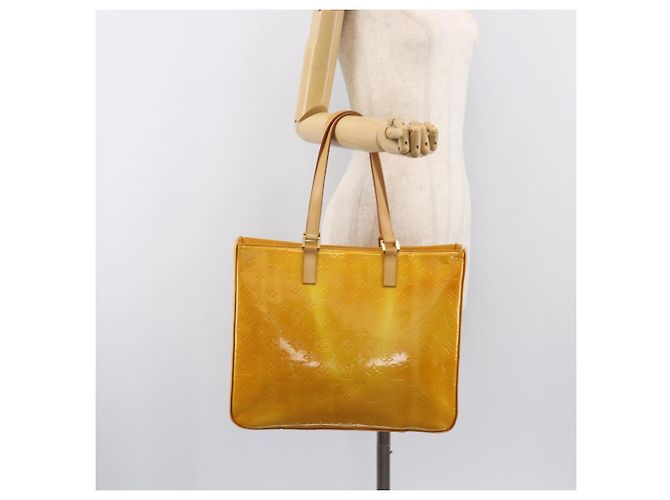 LOUIS VUITTON Monogram Vernis Columbus Tote Bag Lime Yellow M91047 Auth gh2358 Golden - Ansicht 27