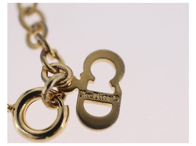 Collana Christian Dior Strass Metallo Tono Oro Auth ka6383 - vista 14