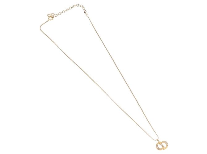 Collana Christian Dior Strass Metallo Tono Oro Auth ka6383 - vista 2