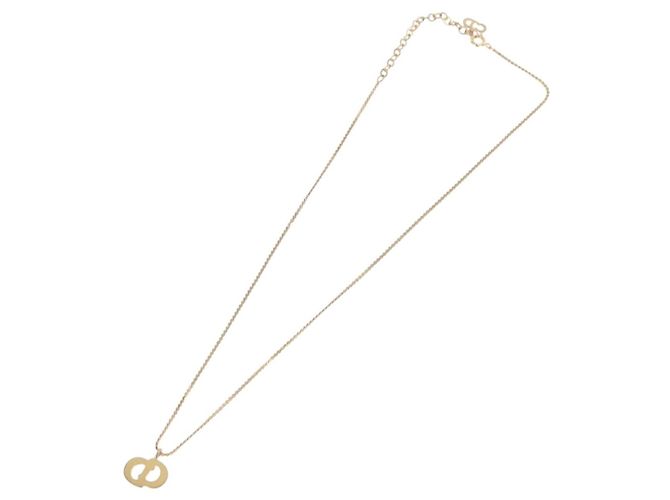 Collana Christian Dior Strass Metallo Tono Oro Auth ka6383 - vista 8