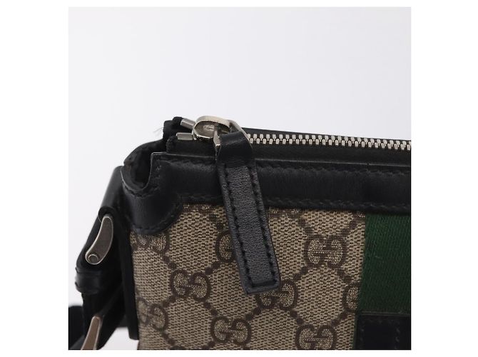 Borsa a tracolla GUCCI GG Supreme Web Sherry Line PVC Beige 471454 Auth ki6878A Argento - vista 10