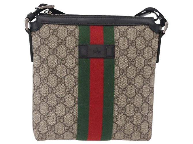 Borsa a tracolla GUCCI GG Supreme Web Sherry Line PVC Beige 471454 Auth ki6878A Argento - vista 13