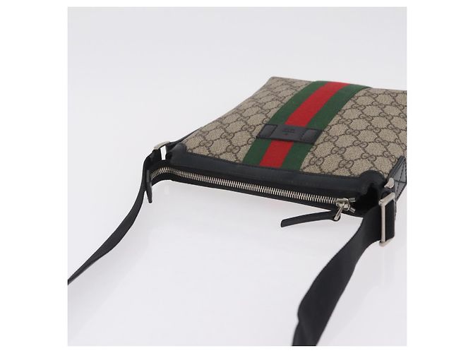 Borsa a tracolla GUCCI GG Supreme Web Sherry Line PVC Beige 471454 Auth ki6878A Argento - vista 14