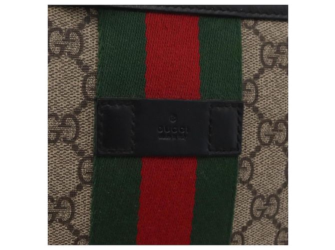 Borsa a tracolla GUCCI GG Supreme Web Sherry Line PVC Beige 471454 Auth ki6878A Argento - vista 20