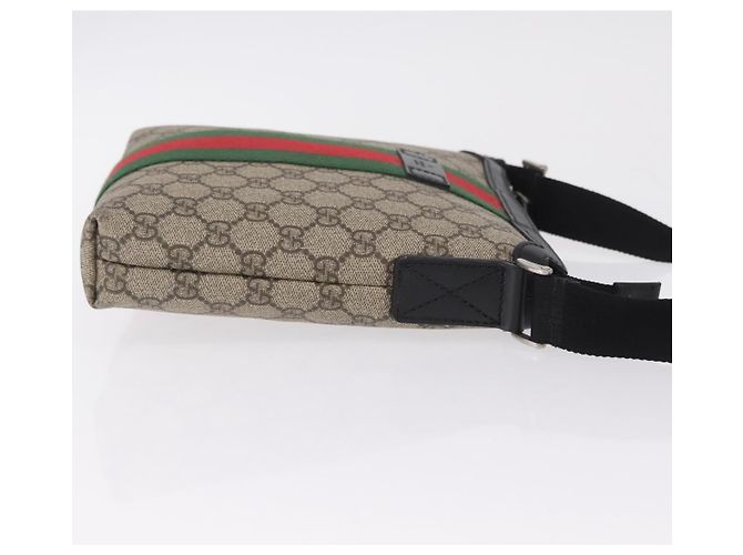 Borsa a tracolla GUCCI GG Supreme Web Sherry Line PVC Beige 471454 Auth ki6878A Argento - vista 4