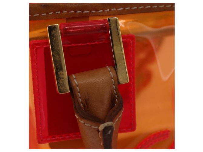 Borsa a mano LOEWE Anagram Americana 28 in vinile Orange Gold Auth 206052V D'oro Arancione - vista 10