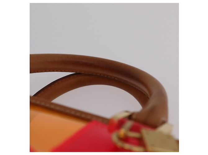 Borsa a mano LOEWE Anagram Americana 28 in vinile Orange Gold Auth 206052V D'oro Arancione - vista 14