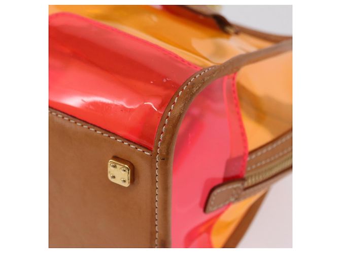 Borsa a mano LOEWE Anagram Americana 28 in vinile Orange Gold Auth 206052V D'oro Arancione - vista 18