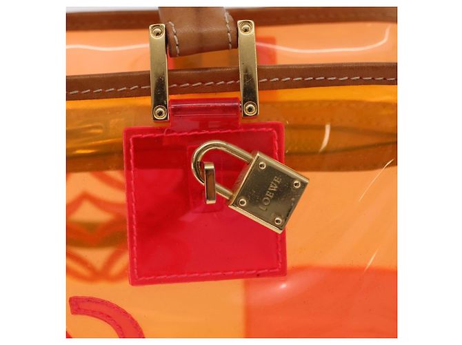 Borsa a mano LOEWE Anagram Americana 28 in vinile Orange Gold Auth 206052V D'oro Arancione - vista 19