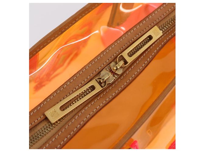 Borsa a mano LOEWE Anagram Americana 28 in vinile Orange Gold Auth 206052V D'oro Arancione - vista 22