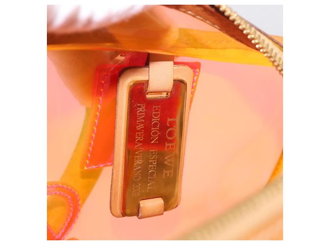Borsa a mano LOEWE Anagram Americana 28 in vinile Orange Gold Auth 206052V D'oro Arancione - vista 23