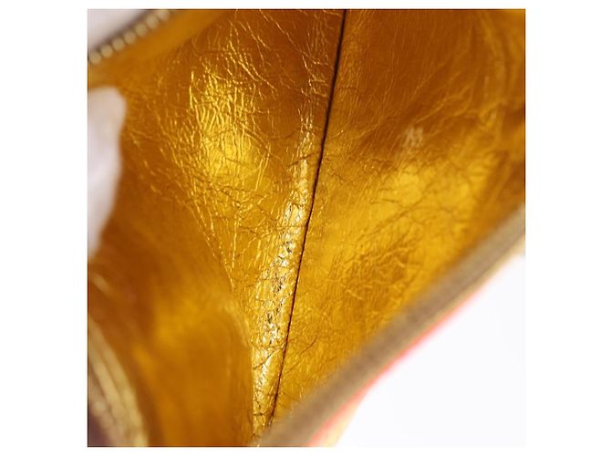 Borsa a mano LOEWE Anagram Americana 28 in vinile Orange Gold Auth 206052V D'oro Arancione - vista 28