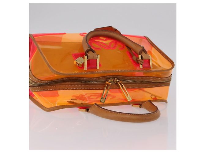 Borsa a mano LOEWE Anagram Americana 28 in vinile Orange Gold Auth 206052V D'oro Arancione - vista 6