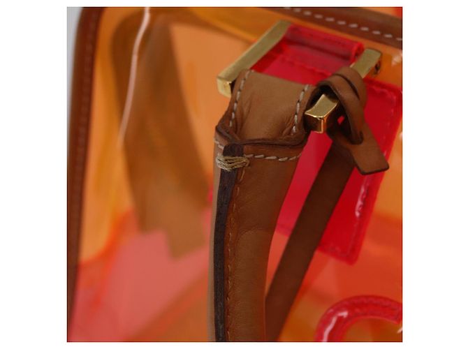 Borsa a mano LOEWE Anagram Americana 28 in vinile Orange Gold Auth 206052V D'oro Arancione - vista 9