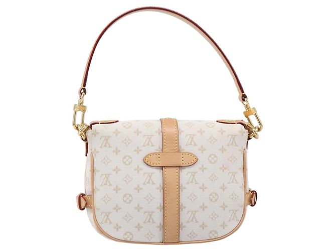 LOUIS VUITTON Monogram Mini Lin Saumur BB Tasche White M12327 LV Auth 203218V Weiß - Ansicht 2