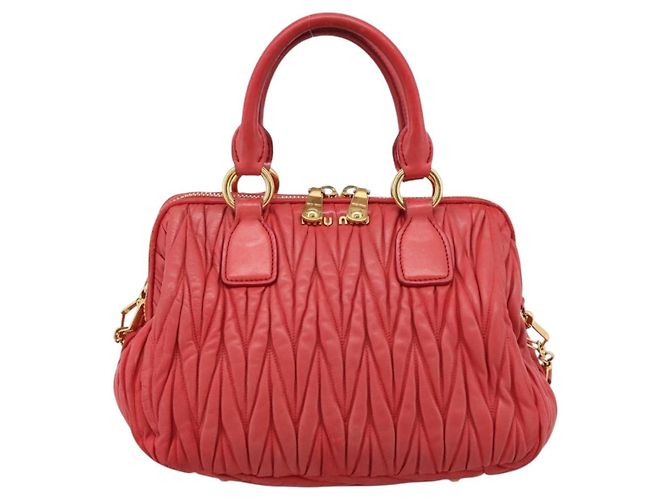 Borsa Miu Miu Matelassé in pelle 2way Rossa Oro Auth bs37398 Rosso D'oro - vista 13