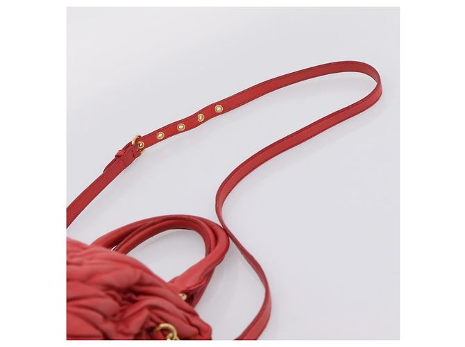 Borsa Miu Miu Matelassé in pelle 2way Rossa Oro Auth bs37398 Rosso D'oro - vista 15