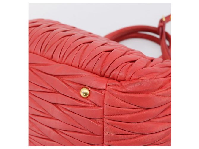 Borsa Miu Miu Matelassé in pelle 2way Rossa Oro Auth bs37398 Rosso D'oro - vista 18