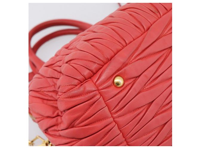 Borsa Miu Miu Matelassé in pelle 2way Rossa Oro Auth bs37398 Rosso D'oro - vista 19
