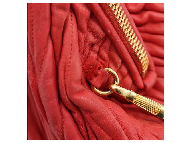 Borsa Miu Miu Matelassé in pelle 2way Rossa Oro Auth bs37398 Rosso D'oro - vista 21
