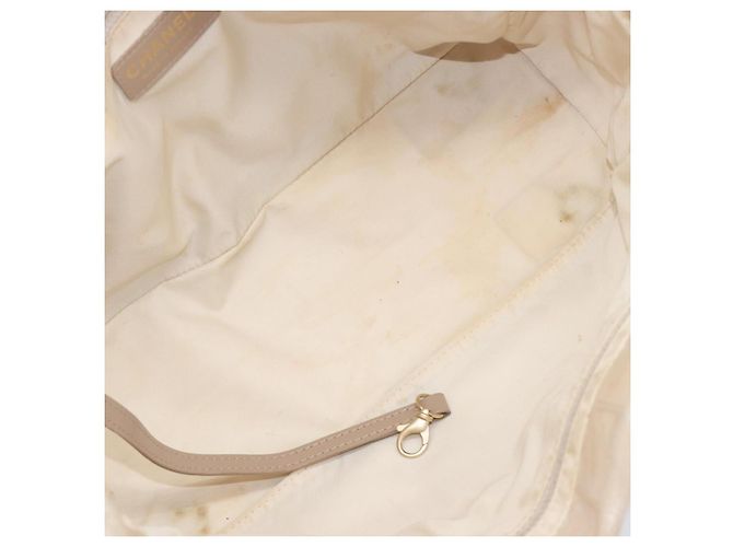 Borsa Tote CHANEL New Travel Line Canvas Beige CC Tono Oro Auth gh2368 - vista 11
