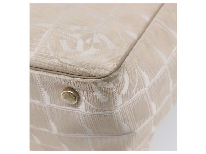 Borsa Tote CHANEL New Travel Line Canvas Beige CC Tono Oro Auth gh2368 - vista 17