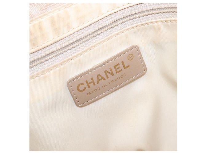 Borsa Tote CHANEL New Travel Line Canvas Beige CC Tono Oro Auth gh2368 - vista 20