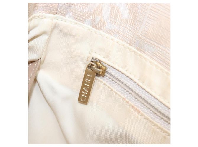 Borsa Tote CHANEL New Travel Line Canvas Beige CC Tono Oro Auth gh2368 - vista 23