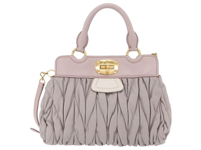 Borsa a mano Miu Miu Matelassé in pelle 2way Grigio Oro Auth 206108V Marrone D'oro - vista 13
