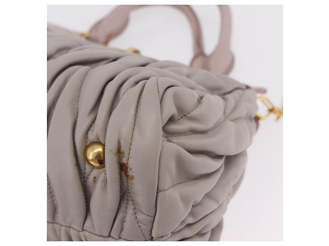 Borsa a mano Miu Miu Matelassé in pelle 2way Grigio Oro Auth 206108V Marrone D'oro - vista 17