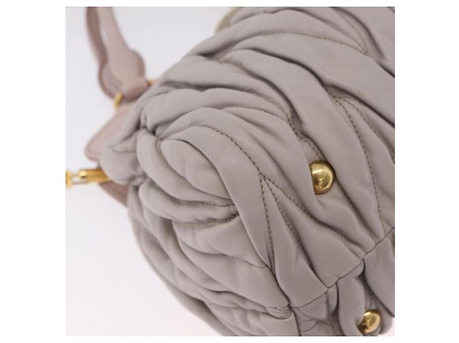 Borsa a mano Miu Miu Matelassé in pelle 2way Grigio Oro Auth 206108V Marrone D'oro - vista 18