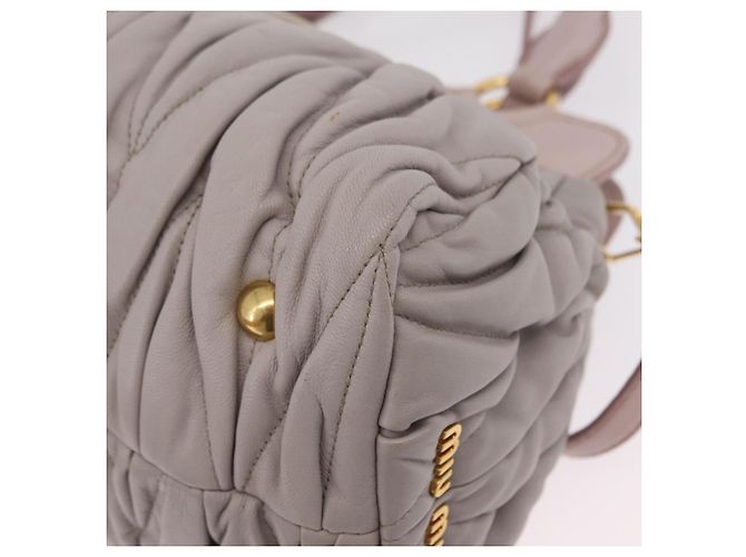 Borsa a mano Miu Miu Matelassé in pelle 2way Grigio Oro Auth 206108V Marrone D'oro - vista 19