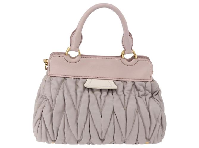 Borsa a mano Miu Miu Matelassé in pelle 2way Grigio Oro Auth 206108V Marrone D'oro - vista 2