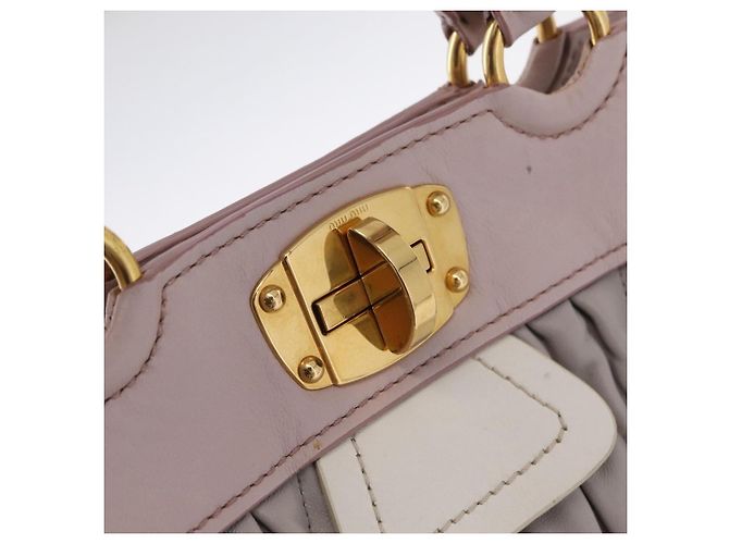 Borsa a mano Miu Miu Matelassé in pelle 2way Grigio Oro Auth 206108V Marrone D'oro - vista 21