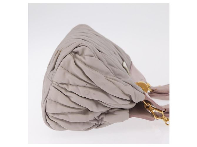 Borsa a mano Miu Miu Matelassé in pelle 2way Grigio Oro Auth 206108V Marrone D'oro - vista 3
