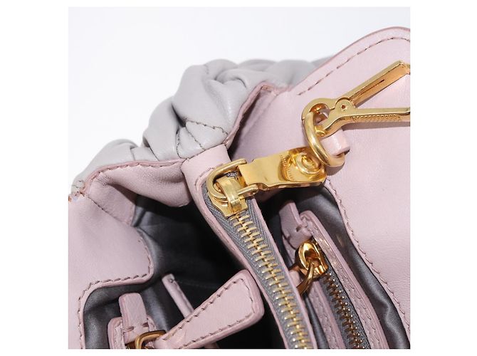 Borsa a mano Miu Miu Matelassé in pelle 2way Grigio Oro Auth 206108V Marrone D'oro - vista 30