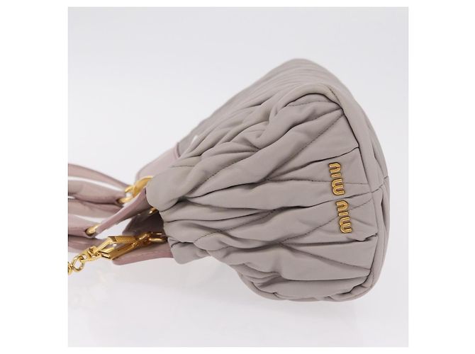 Borsa a mano Miu Miu Matelassé in pelle 2way Grigio Oro Auth 206108V Marrone D'oro - vista 5