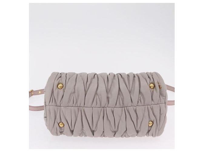 Borsa a mano Miu Miu Matelassé in pelle 2way Grigio Oro Auth 206108V Marrone D'oro - vista 6