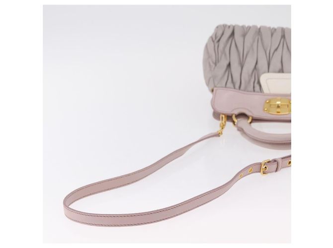 Borsa a mano Miu Miu Matelassé in pelle 2way Grigio Oro Auth 206108V Marrone D'oro - vista 9