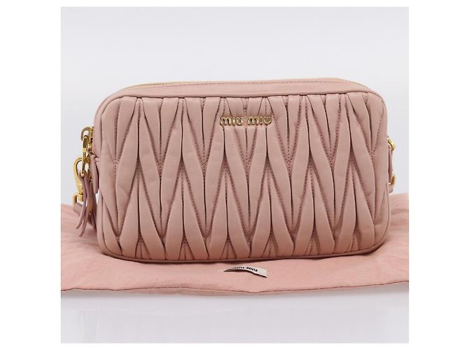 Borsa a tracolla Miu Miu Matelassé in pelle Rosa Oro Auth ar14289M D'oro - vista 12
