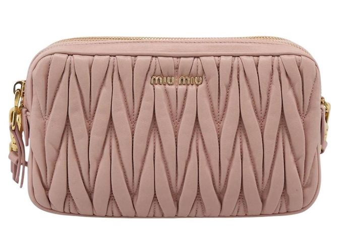 Borsa a tracolla Miu Miu Matelassé in pelle Rosa Oro Auth ar14289M D'oro - vista 13